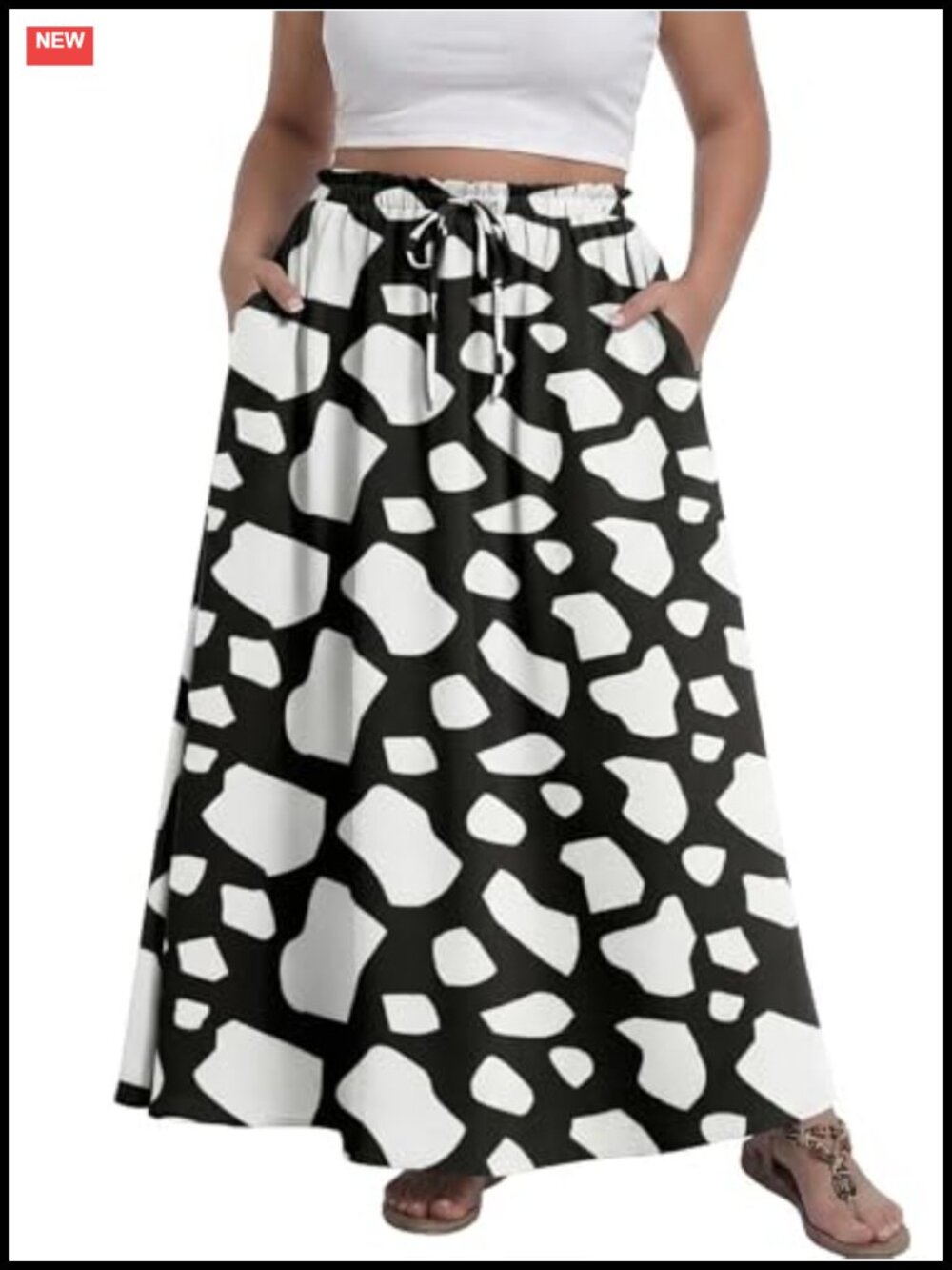 Plus Size Maxi Skirt with Pockets High Waisted Flowy Boho Long Skirt Summer